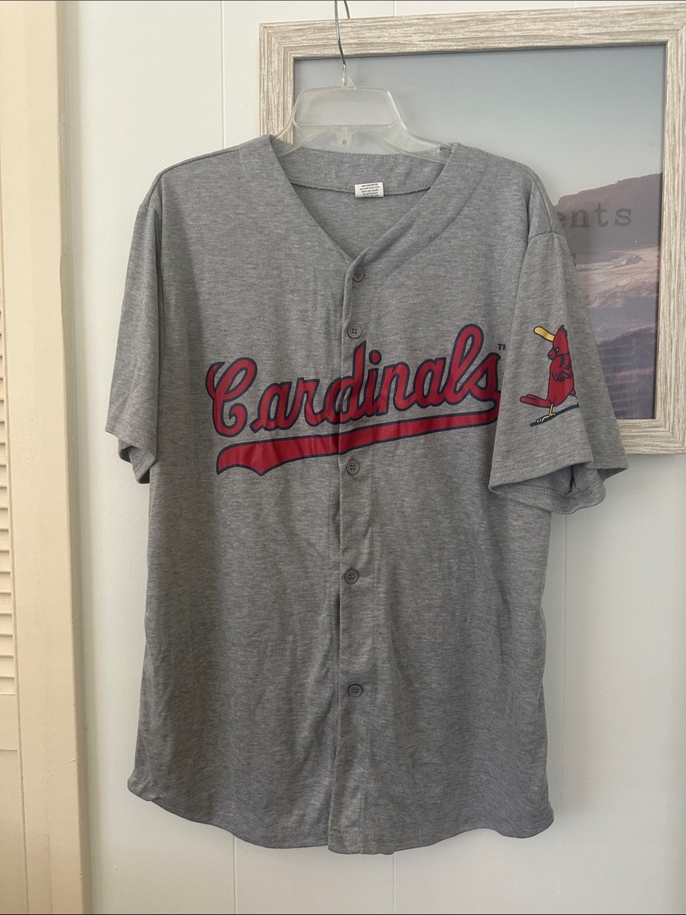 Size XL St. Louis Cardinals Men's Gray Button-Front Baseball Jersey